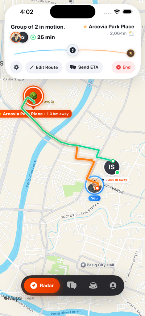 Group Meetup Converging Navigation